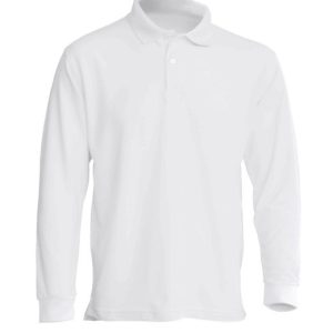Polo męskie z długim rękawem JHK PORA 210 LS  WHITE
